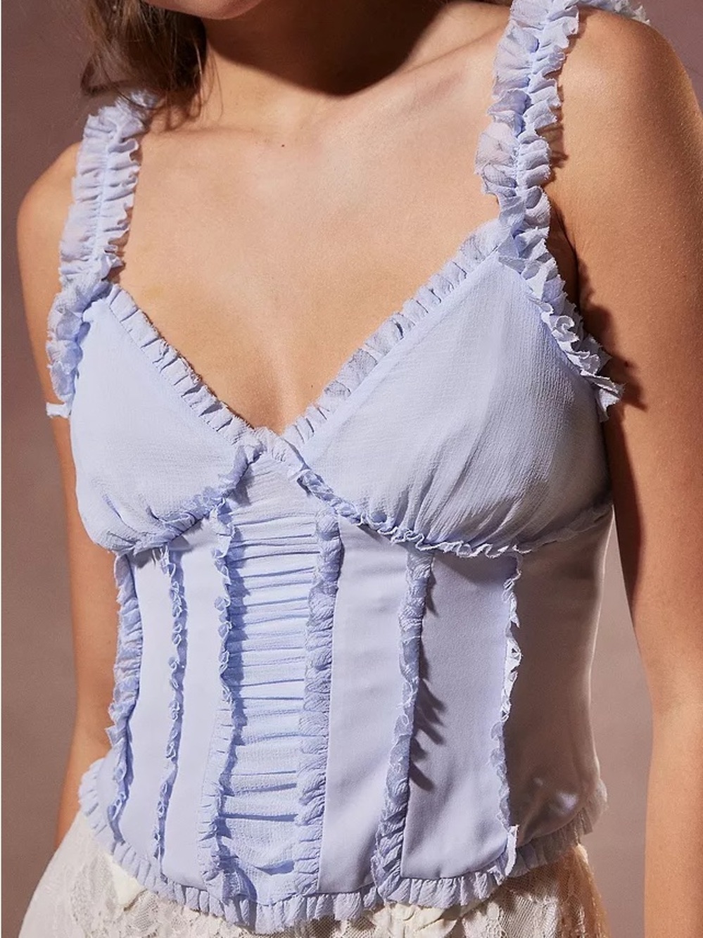 Kimchi Blue Ruffled Corset Cami in Light Lavender